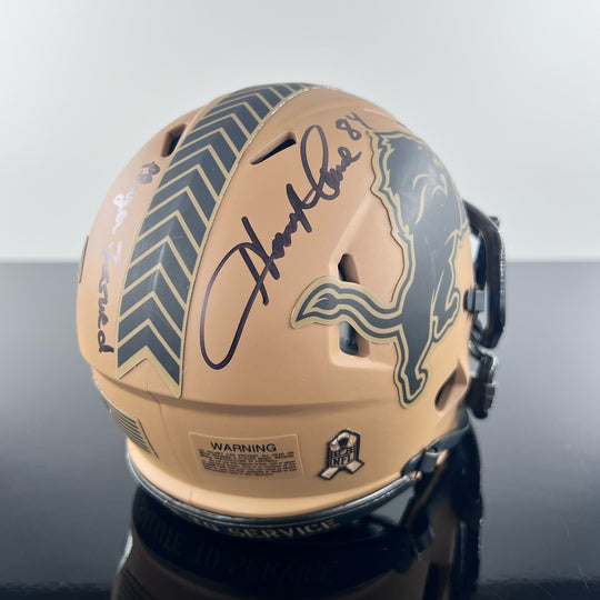 Herman Moore Signed Speed NFL 2023 Lions Salute to Service Mini Helmet with Beckett Authentication