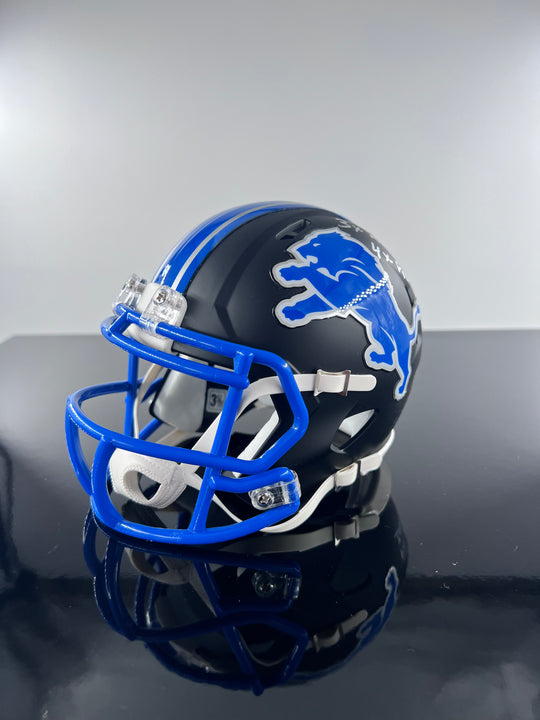 Autographed Player-Issued Detroit Lions Black Mini-Helmet