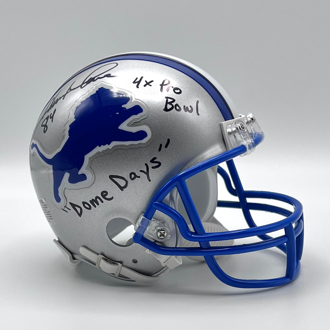 Herman Moore 'Dome Days' Autographed Detroit Lions Throwback Mini-Helmet Beckett Certified