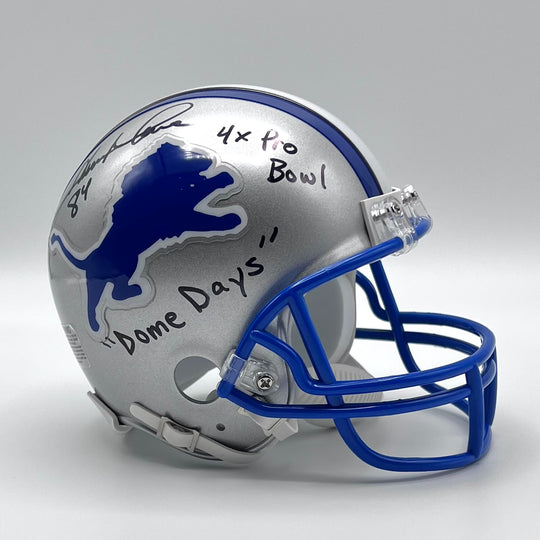 Herman Moore 'Dome Days' Autographed Detroit Lions Throwback Mini-Helmet Beckett Certified