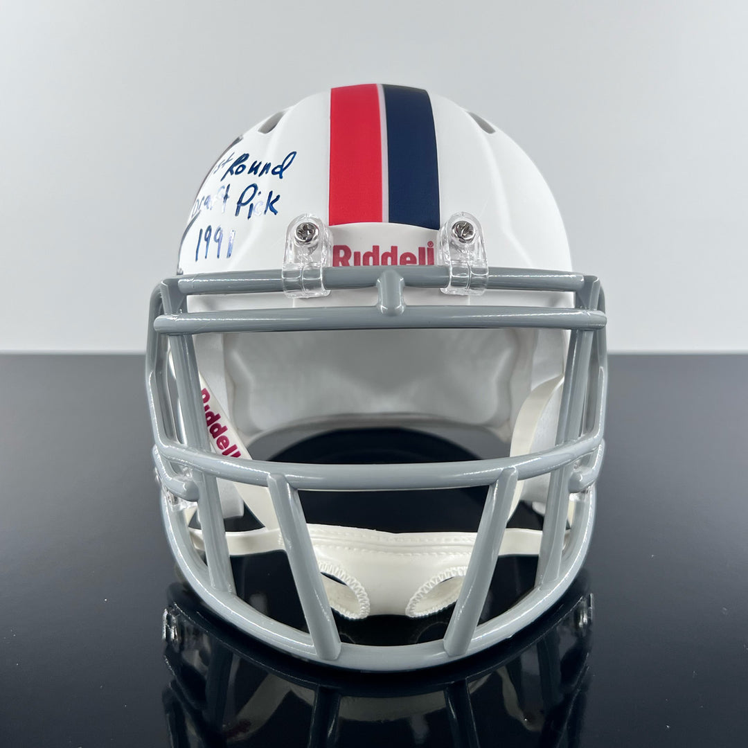 Herman Moore Signed Player Issued Limited-Edition Speed College Riddell Mini Helmet Virginia Matte White